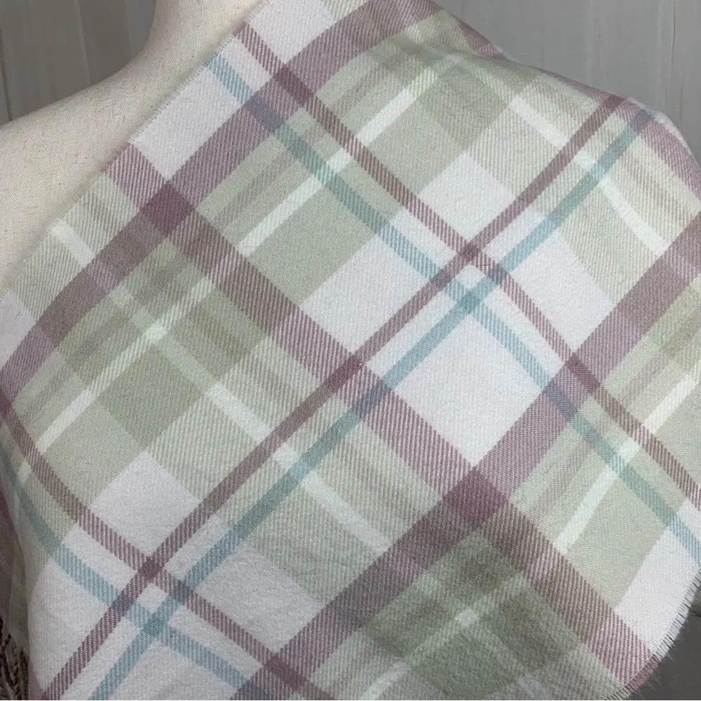 Unbranded Check Plaid Scarf Ivory‎ Light Blue Mauve Beige